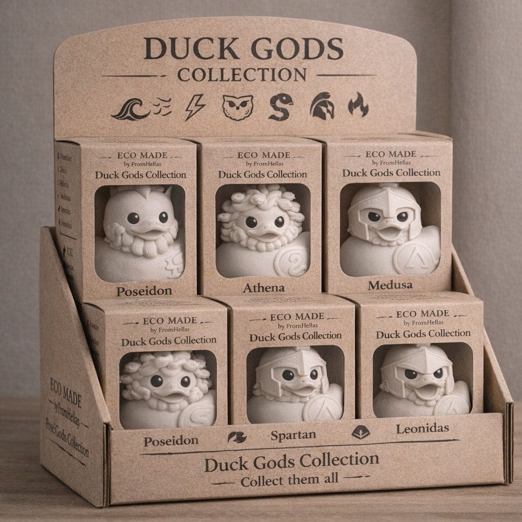Προϊόν FromHellas — Σχεδιαστική πρόταση stand Duck Gods Collection
